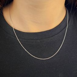 Photo of worn Platinum Forzatina chain necklace 45cm x 1.10mm