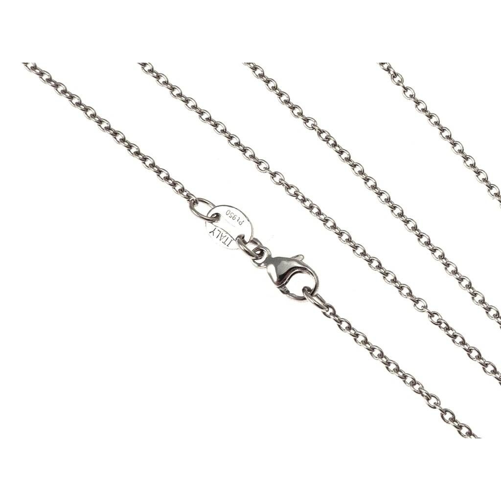 Platinum Oval Rolò chain necklace 45cm x 1.10mm