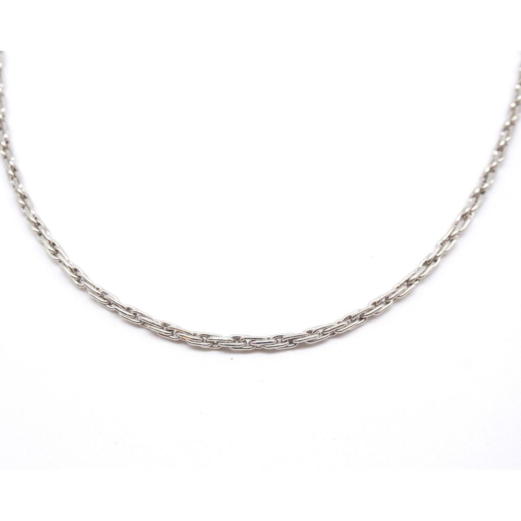 Collana 60cm a catena tubolare tipo spago semirigida Oro Bianco