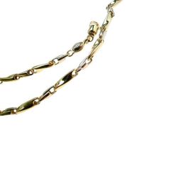 Collana 45cm Tubolare alternati Oro Giallo e Bianco