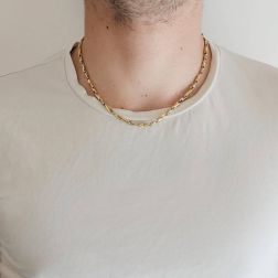 Photo of worn Yellow and White Gold Spiral Tubular 45cm Necklace