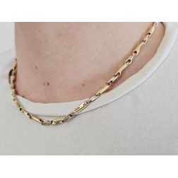 Photo of worn Yellow and White Gold Spiral Tubular 45cm Necklace