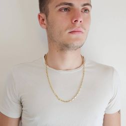 Photo of worn 61cm Trapezoid Grains Necklace Yellow Gold