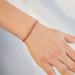 photo of worn of Tennis Bracelet 70 Rubies in Rose Gold 16cm x 2.1mm