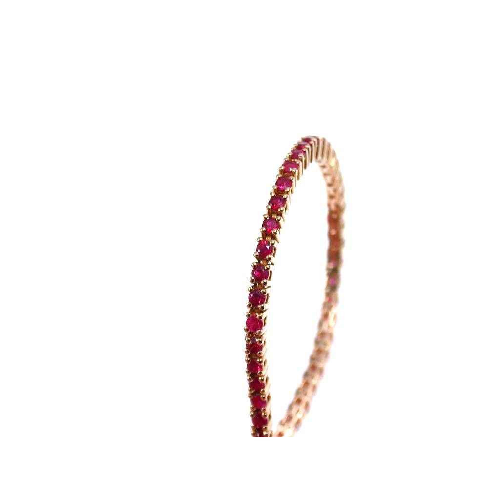 Tennis Bracelet 70 Rubies in Rose Gold 16cm x 2.1mm
