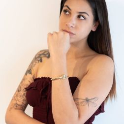 Bracciale Rigido Serpente con zirconi verdi foto indossata