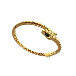 Bracciale Rigido Serpente con zirconi verdi