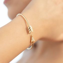 Photo of worn Arrow rigid bracelet with zircons