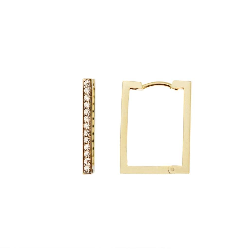 Rectangular Yellow Gold hoops with Zircons