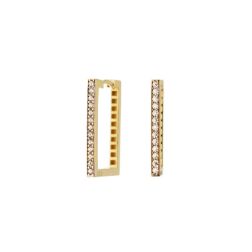 Rectangular Yellow Gold hoops with Zircons