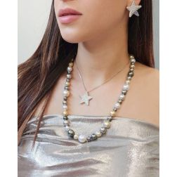 Collana Perle irregolari Australiane e Tahiti foto indossata