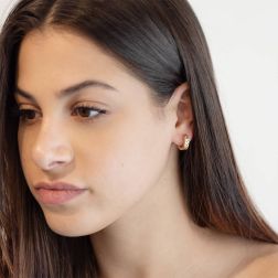 Boccole canna rettangolare traforata a rombi diamantati 1.50cm x 3.80mm foto indossata