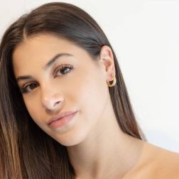 Boccole canna rettangolare traforata a rombi diamantati 2.00cm x 3.80 foto indossata