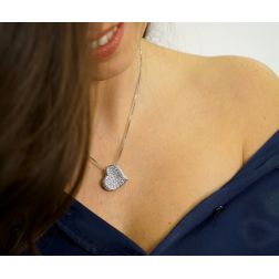 Collana Doppia Veneta con Cuore Pavè Diamanti foto indossata