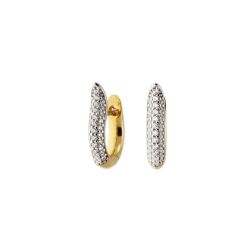 Yellow Gold Arch Shaped Lobe Hoops with Zircons