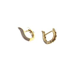 Yellow Gold Arch Shaped Lobe Hoops with Zircons