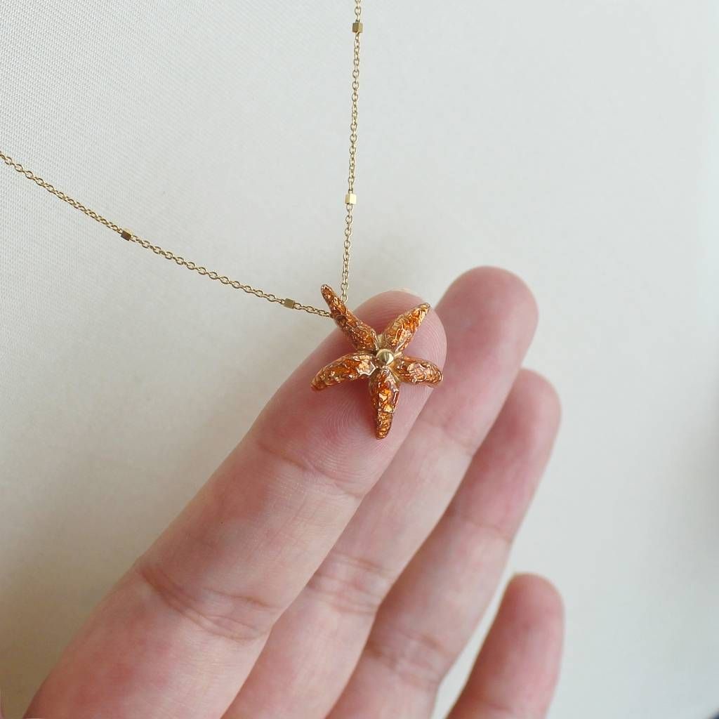 Collana Con Ciondolo Stella Marina E Cristalli – Catena In Argento Platinato – Gioiello Mare