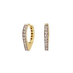 Yellow Gold Drop Shaped Hoops with Zircons