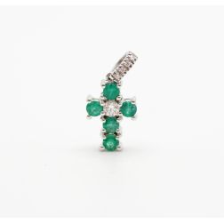 Ciondolo Croce Smeraldi - Larghezza 8.3mm