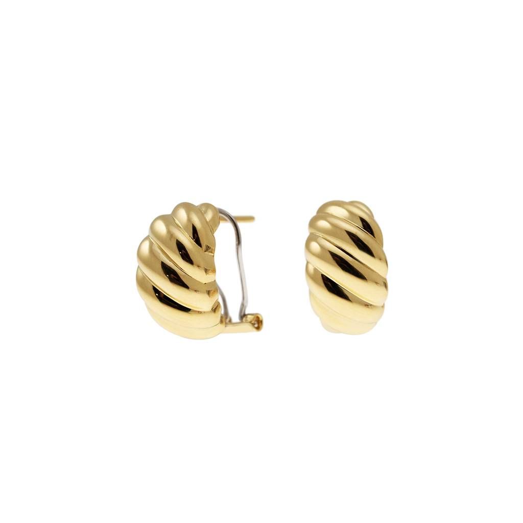 Super Lightweight Shell Shaped Lobe Earrings in Yellow Gold