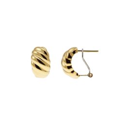 Super Lightweight Shell Shaped Lobe Earrings in Yellow Gold
