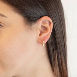 Photo of worn Mini Round Spheres Hoops