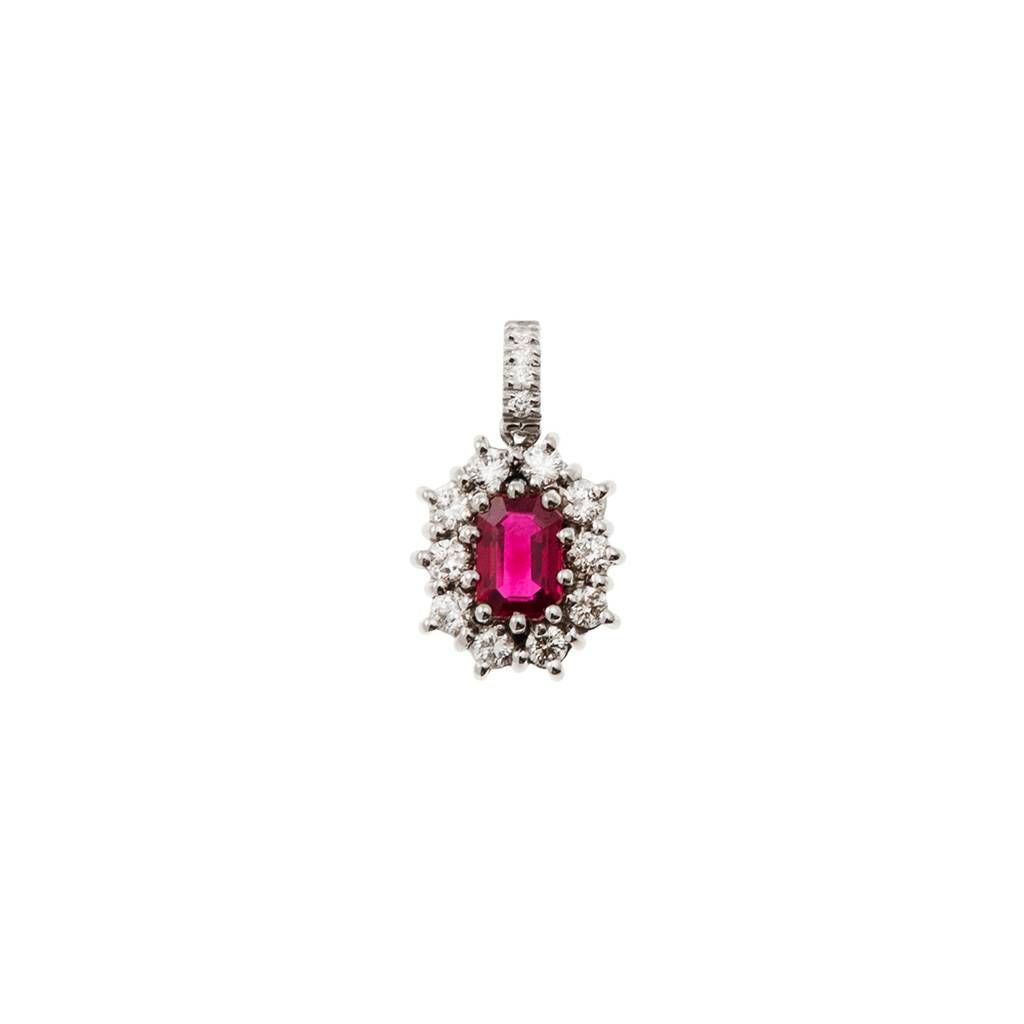 Kate Rubino Octagonal Pendant 6x4mm with 10 Diamonds