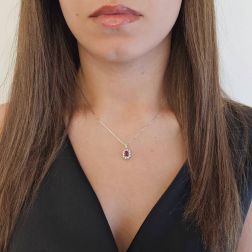 Photo of worn Kate Rubino Octagonal Pendant 6x4mm with 10 Diamonds