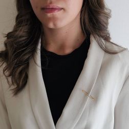 Photo of worn Small Safety Pin 18kt yellow gold