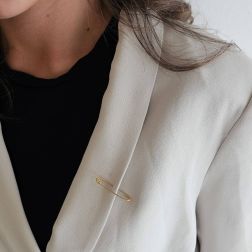 Photo of worn Small Safety Pin 18kt yellow gold