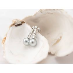 Orecchini Pendenti Tipo Tennis con 10 Diamanti e Perle di Tahiti