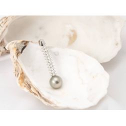 Ciondolo Navette con 33 Diamanti e Perla Tahiti