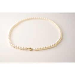 5.5mm Pearl Necklace 6mm Sphere Yellow Gold - 42cm