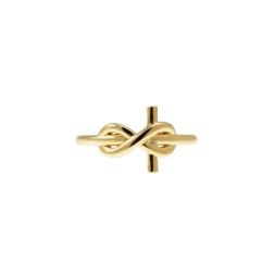 Cross Ring with Infinity Yellow Gold