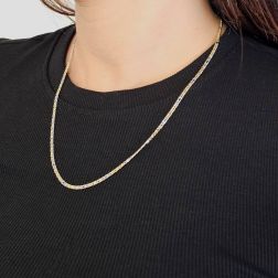 Photo of worn Two-tone 3+1 tiger & partridge necklace 50cm x 2,40mm