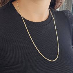 Photo of worn Two-tone 3+1 tiger & partridge necklace 60cm x 2,40mm