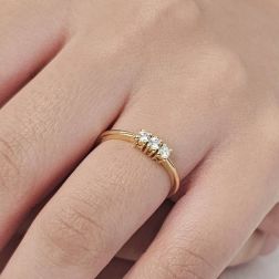 Photo of worn Yellow Gold Diamonds Ring Trilogy Basic 0,15ct