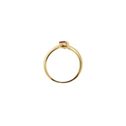 Anello contrariè 2 zirconi, cuore colorato, in Oro Giallo