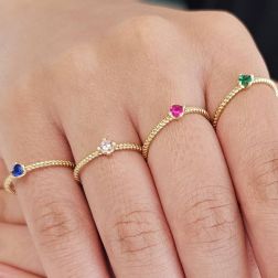 photo of worn of Torchon Solitaire Ring Coloured Zircon, in Yellow Gold