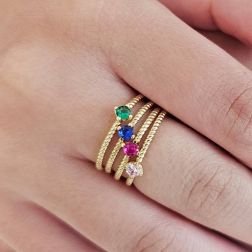 photo of worn of Torchon Solitaire Ring Coloured Zircon, in Yellow Gold