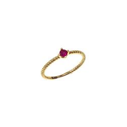 Torchon Solitaire Ring Coloured Zircon, in Yellow Gold