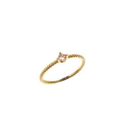 Torchon Solitaire Ring Coloured Zircon, in Yellow Gold