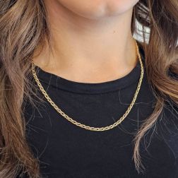 photo of worn  Cuban Link necklace coupled 50cm x 3.20mm