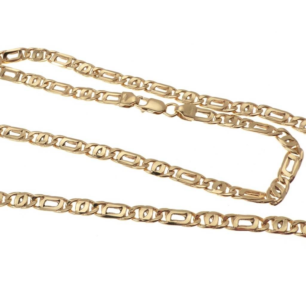 Necklace 50cm x 5mm faceted 1+1 Tiger chain yellow gold