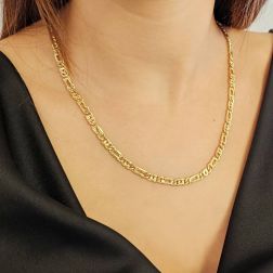 Photo of worn Necklace 50cm x 5mm faceted 1+1 Tiger chain yellow gold