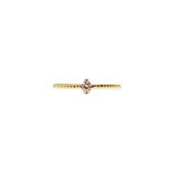 Torchon Solitaire Ring Coloured Zircon, in Yellow Gold