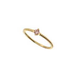 Torchon Solitaire Ring Coloured Zircon, in Yellow Gold