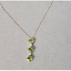 Collana Veneta con ciondolo Trilogy Peridoto Carrè e Diamanti