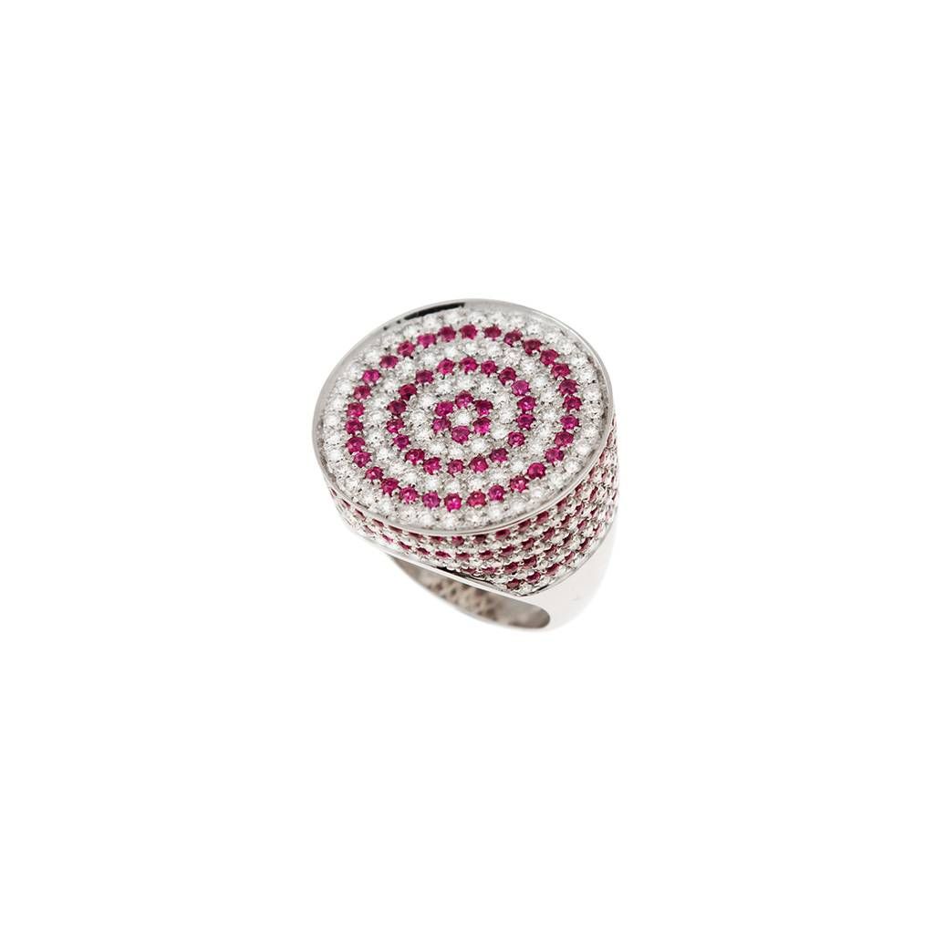 Spiral Design Ring with Rubies and Diamonds
