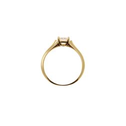 Oval Solitaire Ring with Round Zircon in yellow gold